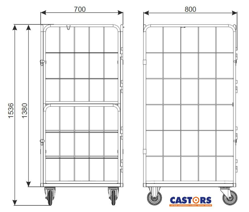 ROLLKONTENER SIATKOWY Wózek kontenerowy 800x700x1500 z drzwiami
